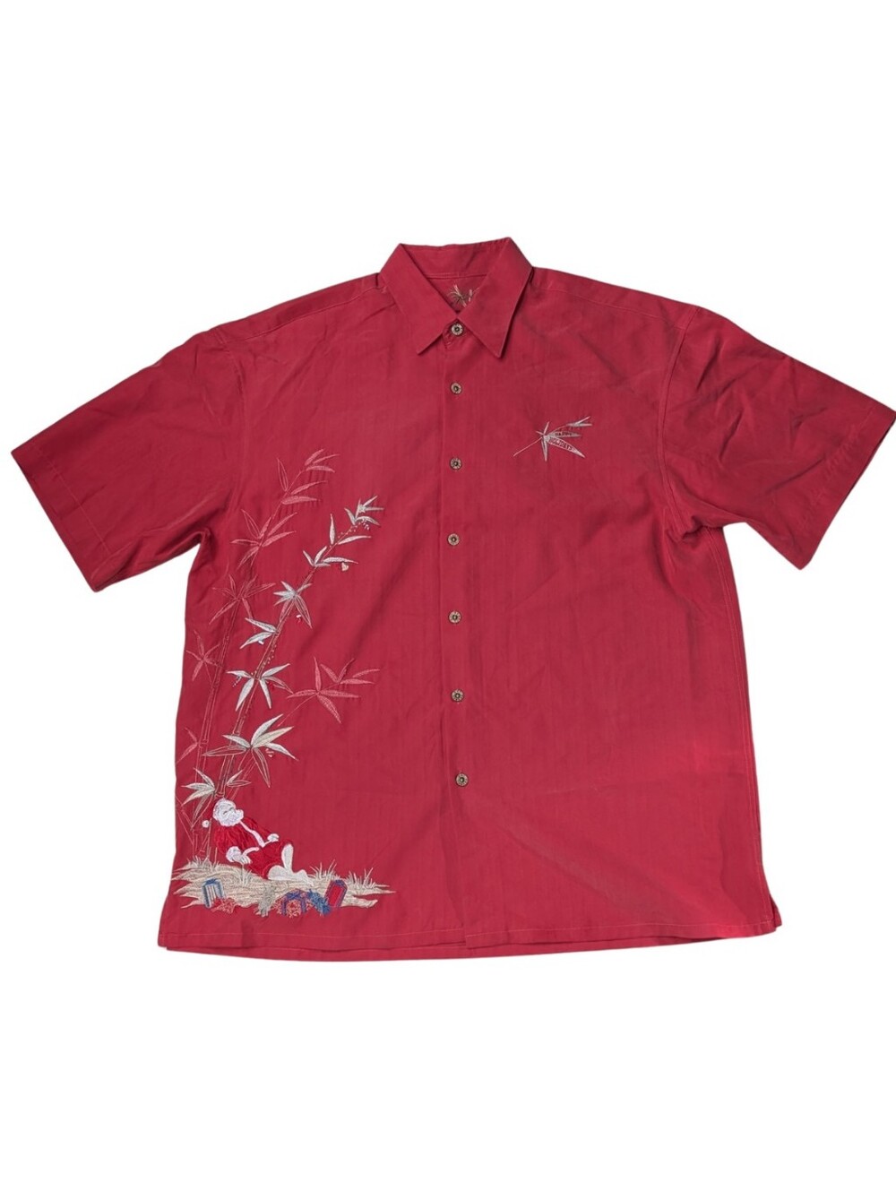 Bamboo Cay Resting Santa Holiday Camp Modal Shirt Medium